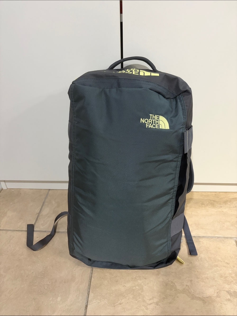 The North Face Base Camp Voyager 32L Duffle Backpack Gray Yellow